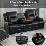 Manual Black Leather Gel Recliner Chair With LED Light Strip - Omega Lifestyles