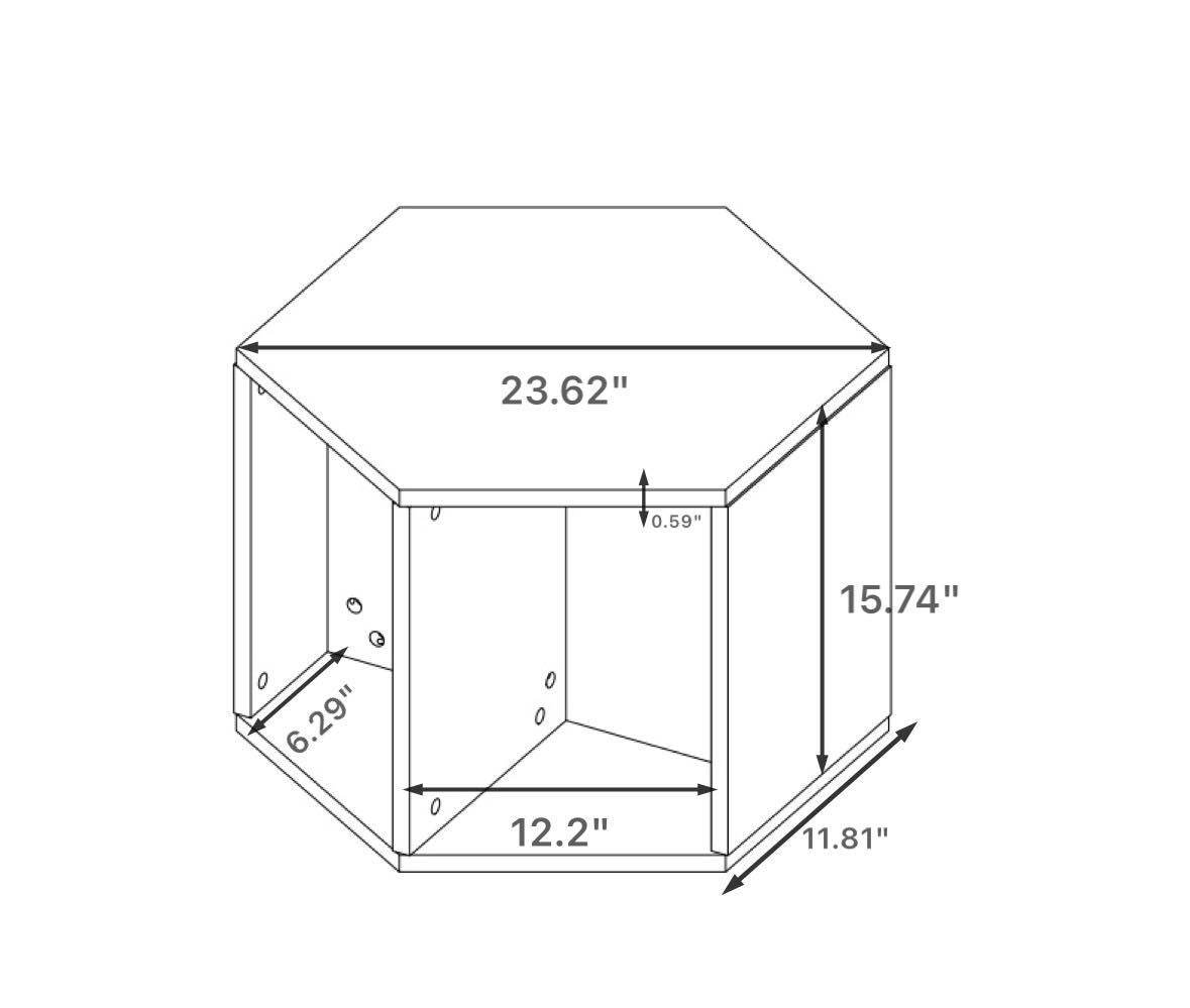 Hexagonal Antique Wood MDF Coffee Table Nightstand - Sleep Galleria