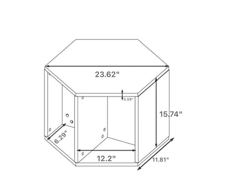 Hexagonal Antique Wood MDF Coffee Table Nightstand - Sleep Galleria