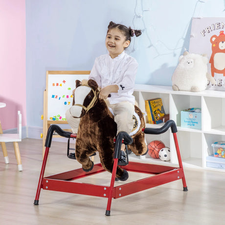 Plush Kids Spring Rocking Horse With Sound Effects - Omega Lifestyles