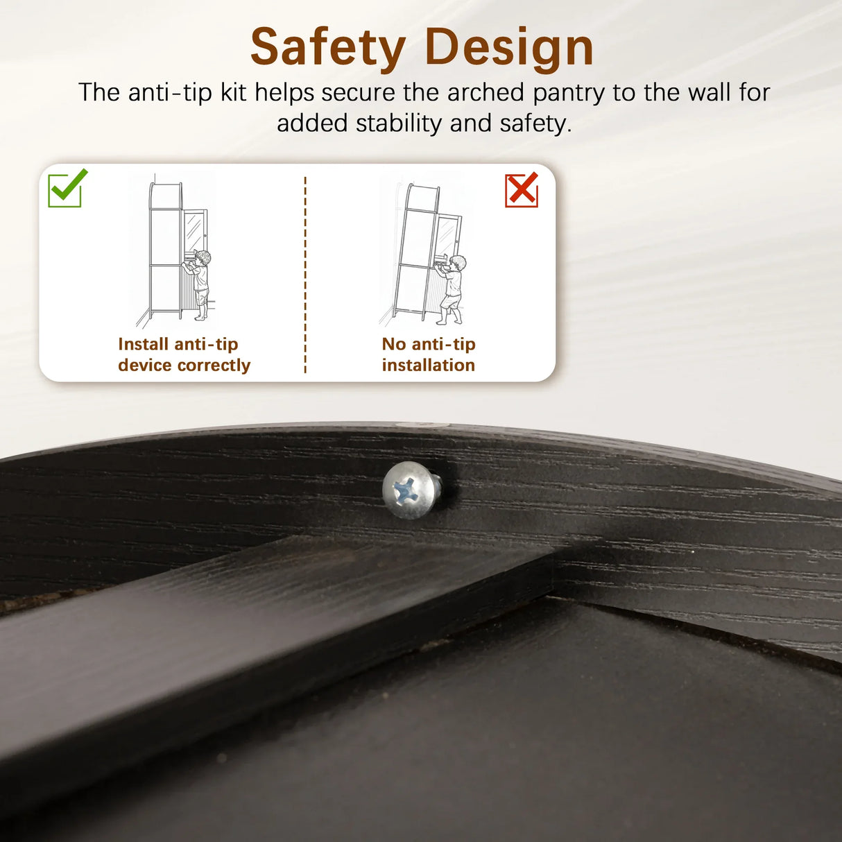 Modern Fluted Tall Arched Adjustable Shelf Pantry Cabinet - Omega Lifestyles