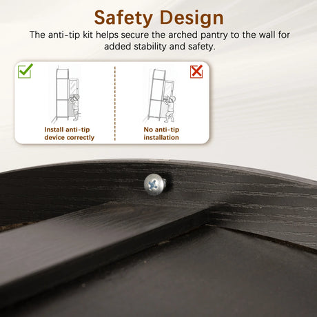 Modern Fluted Tall Arched Adjustable Shelf Pantry Cabinet - Omega Lifestyles