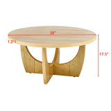 Mid Century Modern 36-Inch Round Oak Coffee Table - Sleep Galleria