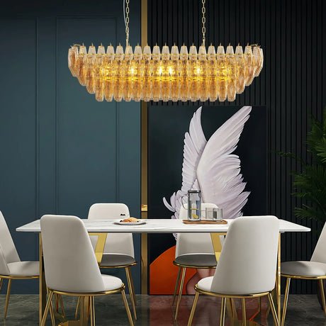 54-Inch Gold Smoke Glass 12-Light Modern Chandelier - Omega Lifestyles