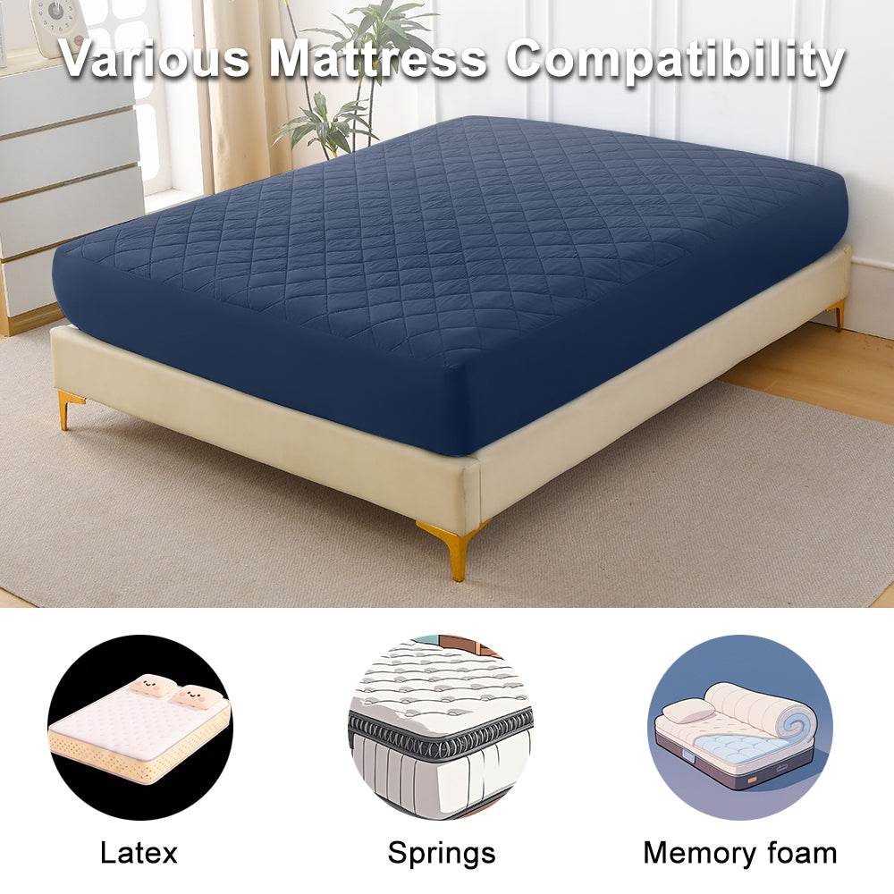 Waterproof Ultrasonic Quilted Cotton Fitted Sheet Queen - Sleep Galleria