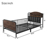 Twin Metal Platform Bed Frame With Upholstered Headboard And LED Light - Omega Lifestyles