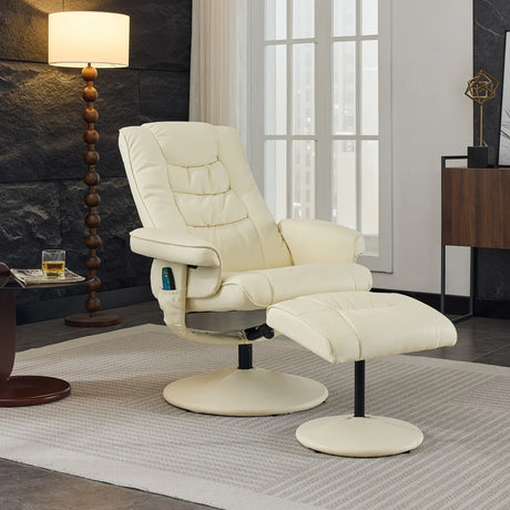 PU Leather Recliner Chair With Ottoman Heated Massage - Omega Lifestyles