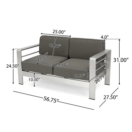 Aluminum Outdoor Patio Loveseat With Water-Resistant Cushion - Omega Lifestyles
