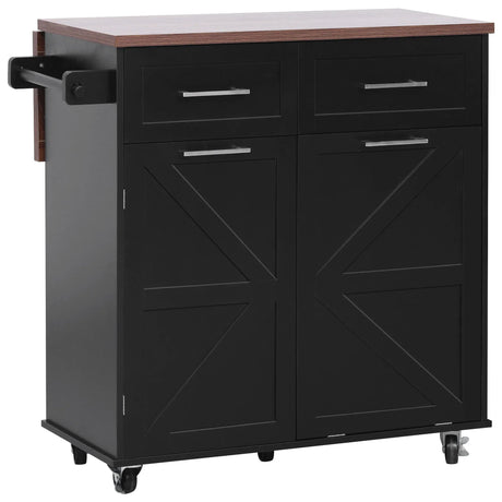 Farmhouse MDF Kitchen Island With Drop Leaf And Storage - Omega Lifestyles