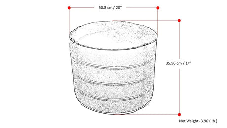 Distressed Brown Vegan Faux Leather Round Pouf - Omega Lifestyles