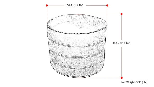 Distressed Brown Vegan Faux Leather Round Pouf - Omega Lifestyles