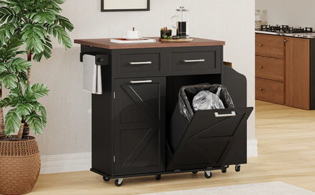 Farmhouse MDF Kitchen Island With Drop Leaf And Storage - Omega Lifestyles