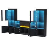 Modern Black LED Fireplace TV Stand with Shelves - Omega Lifestyles
