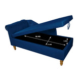 Navy Blue Velvet Classic Chesterfield Storage Chaise Lounge - Omega Lifestyles