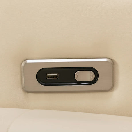 Power PU Leather Recliner Chair With Tray Table USB Port - Omega Lifestyles