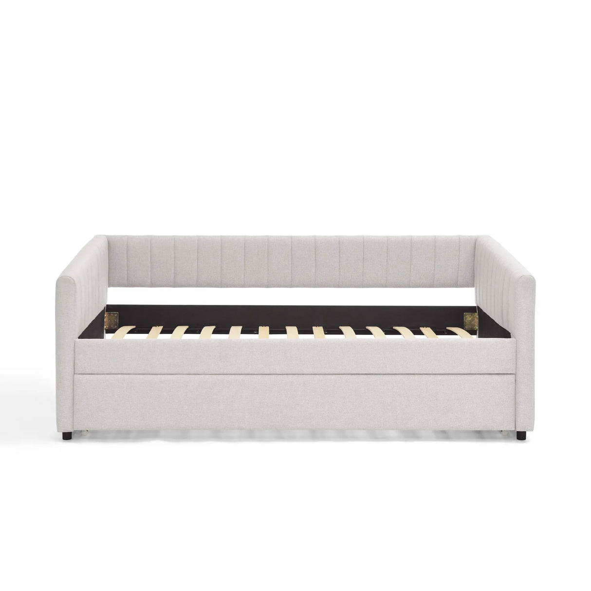 Twin Upholstered Linen Daybed With Functional Trundle - Omega Lifestyles