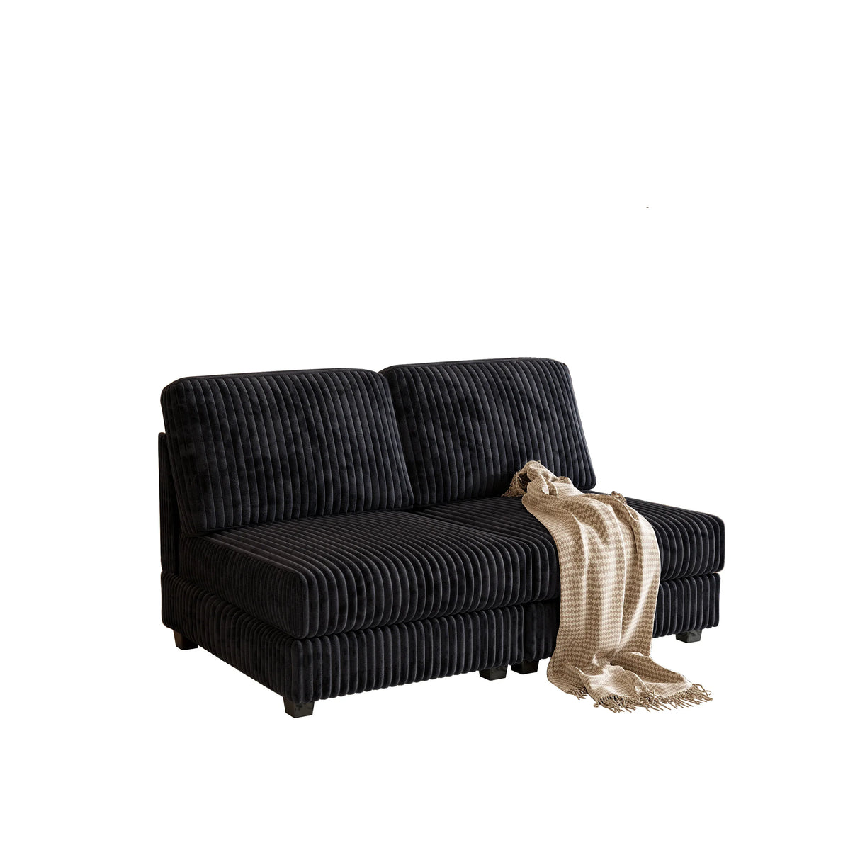 Black Corduroy Double-Seater Sofa With Premium Fabric - Omega Lifestyles
