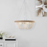 Farmhouse Wood Beaded Pendant Chandelier Lighting - Omega Lifestyles