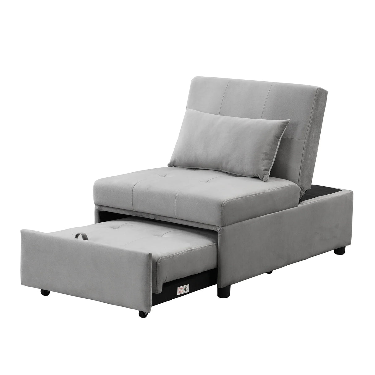 Multifunctional Gray Velvet Folding Ottoman Sofa Bed - Omega Lifestyles