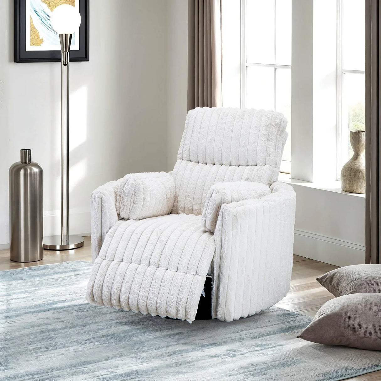 Contemporary White Power Recliner Swivel Glider Chair - Omega Lifestyles