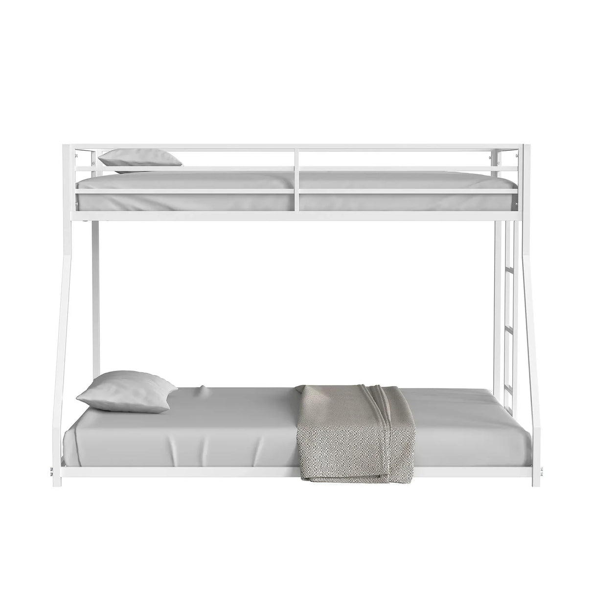 Matte White Metal Twin Over Full Low Bunk Bed - Omega Lifestyles