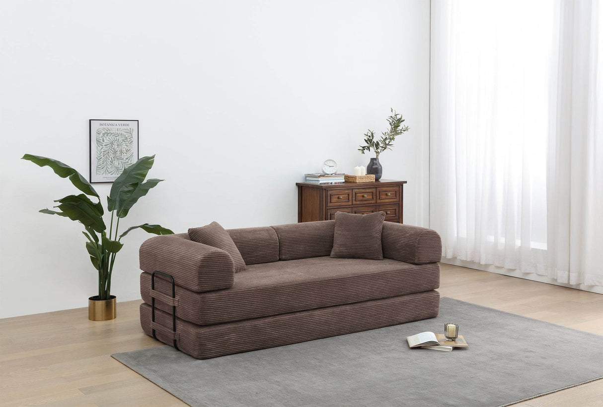 Convertible Corduroy Folding Sofa Bed With Plush Comfort