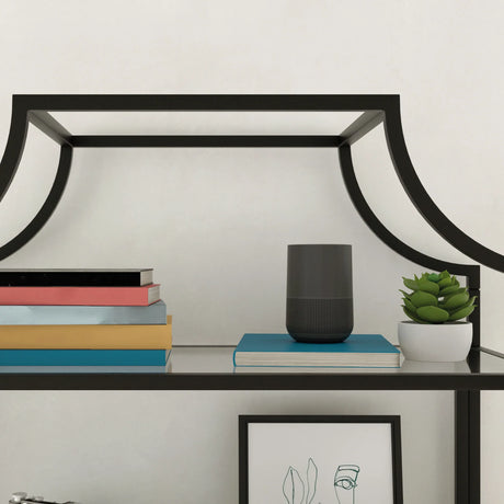 Mid-Century Modern Black Engineered Wood Bookcase - Omega Lifestyles