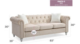 Velvet Foam Filled Tufted Three-Seat Sofa - Omega Lifestyles