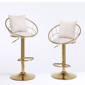 Set Of 2 Off-White Velvet 360-Degree Rotation Bar Chairs - Omega Lifestyles