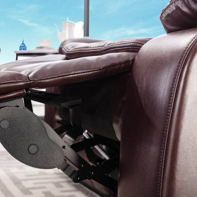 Breathable Dark Brown Leather Manual Reclining Loveseat - Omega Lifestyles