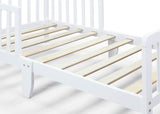 Solid Wood White Toddler Bed With Safety Rails - Omega Lifestyles