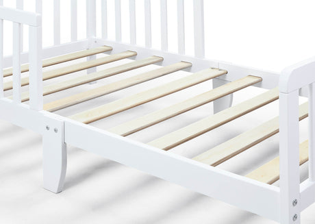 Solid Wood White Toddler Bed With Safety Rails - Omega Lifestyles
