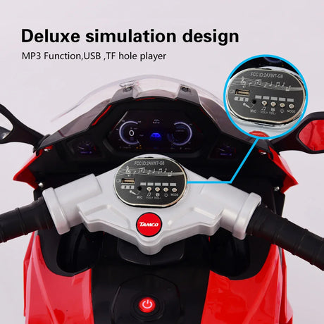 12V Rechargeable Kids Ride-On Motorcycle With Lights - Omega Lifestyles