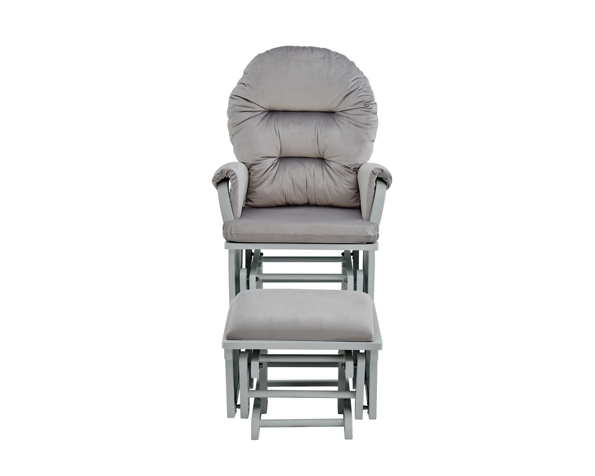 Madison Solid Wood Gray Glider Chair With Ottoman - Omega Lifestyles
