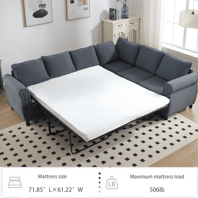 6-Seater Medium-Soft L-Shaped Pull-Out Sleeper Sofa - Omega Lifestyles
