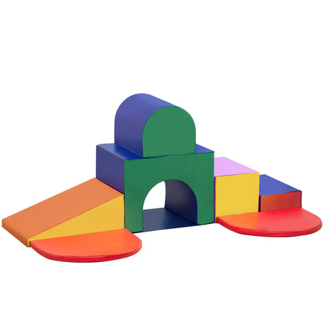 7-Piece Toddler Foam Climber Playset With Tunnel Ramp - Omega Lifestyles