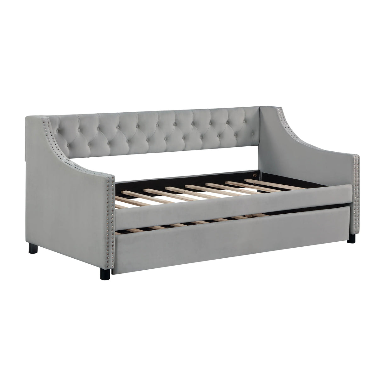 Twin Upholstered Wood Daybed With Trundle Frame - Omega Lifestyles