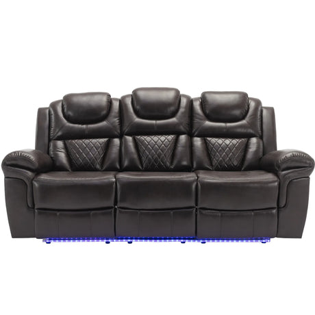 Manual Faux Leather Recliner Chair With LED Light Strip - Omega Lifestyles