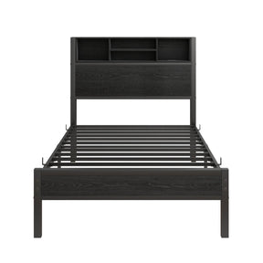 Twin Metal Platform Bed Frame With Storage Headboard Charging Station - Omega Lifestyles