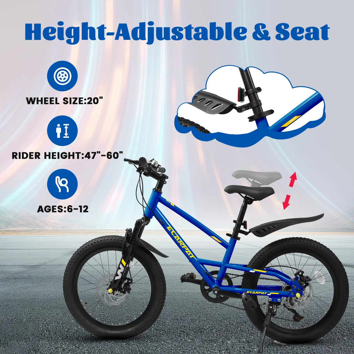 20-Inch Blue Steel Frame Kids Bike With 7-Speed Suspension - Omega Lifestyles