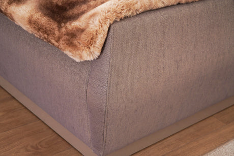 Modern Metallic River Sand Upholstered King Bed Frame - Omega Lifestyles