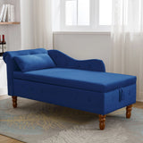 Navy Blue Velvet Classic Chesterfield Storage Chaise Lounge - Omega Lifestyles
