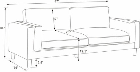 Dark Green Corduroy Upholstered Square Arm 3-Seat Sofa - Omega Lifestyles