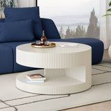 31.5-Inch Round White MDF Coffee Table With Storage - Sleep Galleria