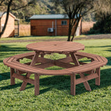 10-12 Person Round Fir Wood Outdoor Picnic Table