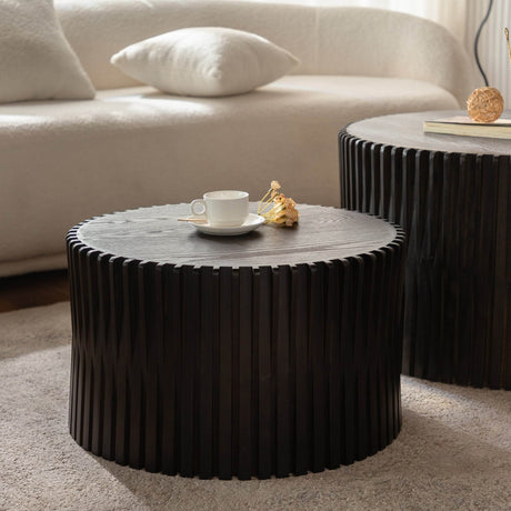 2-Piece Vintage Solid Wood Round Coffee Table Set - Sleep Galleria