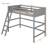 Solid Wood Twin Loft Bed With Ladder Gray - Omega Lifestyles