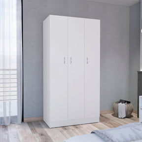 Modern White Pine Particle Board Wardrobe Armoire - Omega Lifestyles