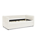 Twin Upholstered Boucle Daybed With Functional Trundle - Omega Lifestyles
