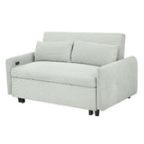 Convertible Corduroy Pull-Out Sofa Bed Loveseat With USB Ports